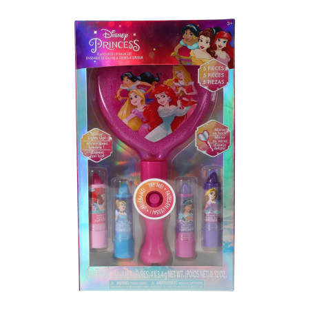 Disney Princess light-up mirror & flavored lip balm 5-piece set