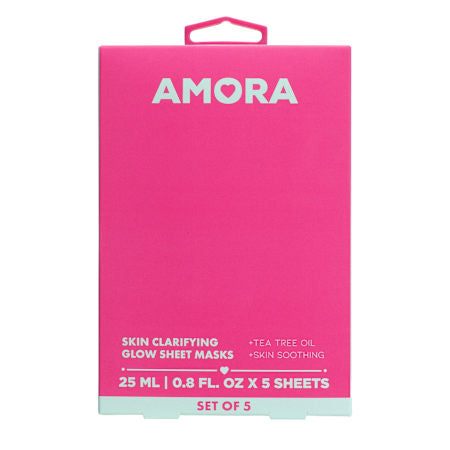 Amora Skin Clarifying Glow Sheet Masks Set Of 5 0.8 Fl.Oz